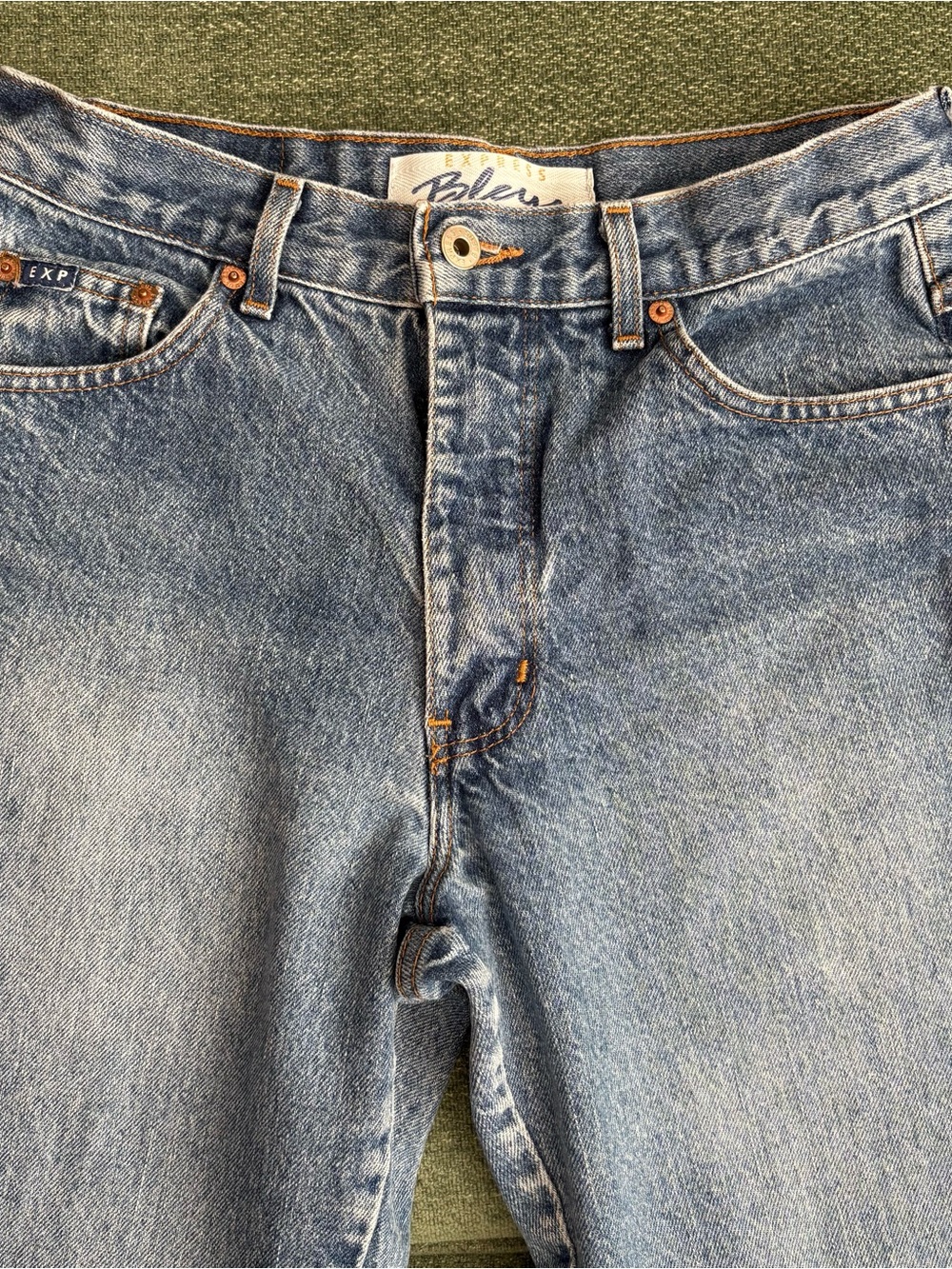 90s Express Bleus Short Straight Leg Blue Denim Jeans Size 7/8s